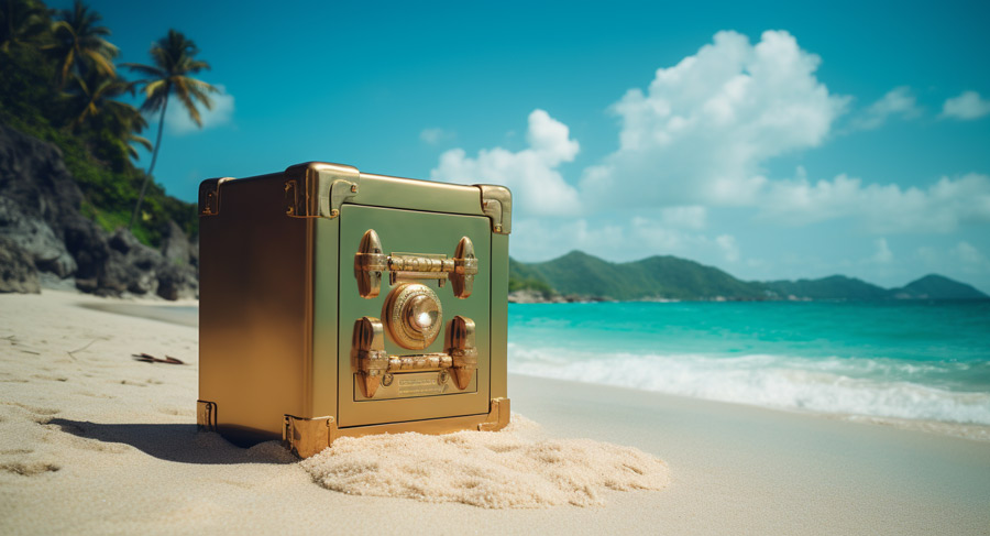 offshore-gold-ira-safe-on-beach